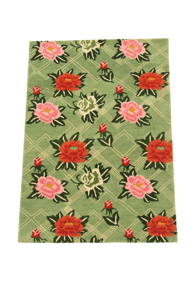 Green Floral 4'1" x 6'1"